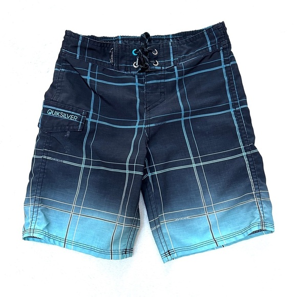 ⭐️ 5 for $25 Quiksilver Blue Plaid Kids’ Board Shorts Size S - Picture 1 of 5